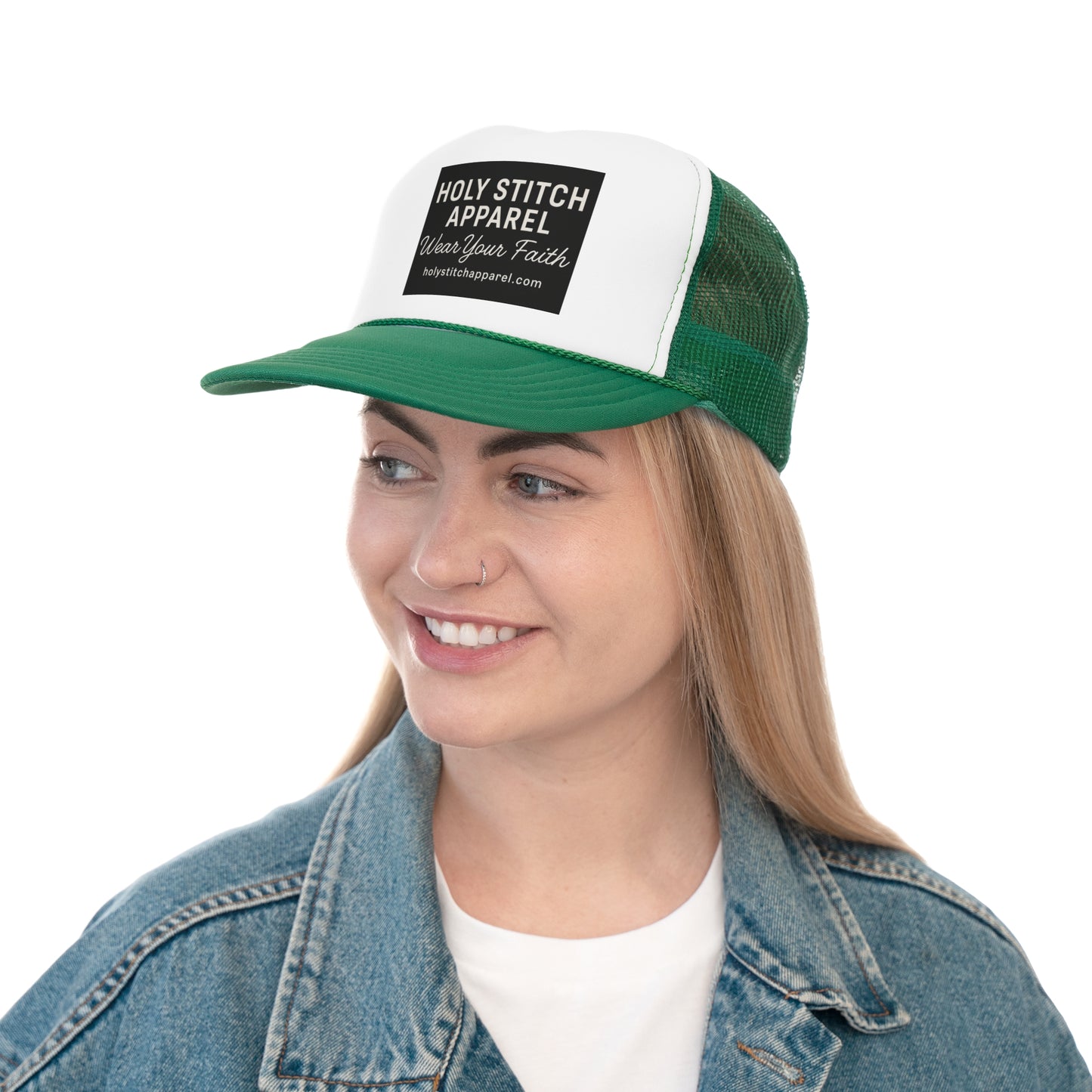 Holy Stitch Trucker Cap - Wear Your Faith, Adjustable Cap for Faith Lovers, Stylish Religious Cap, Gift for Church Events, Christian Apparel