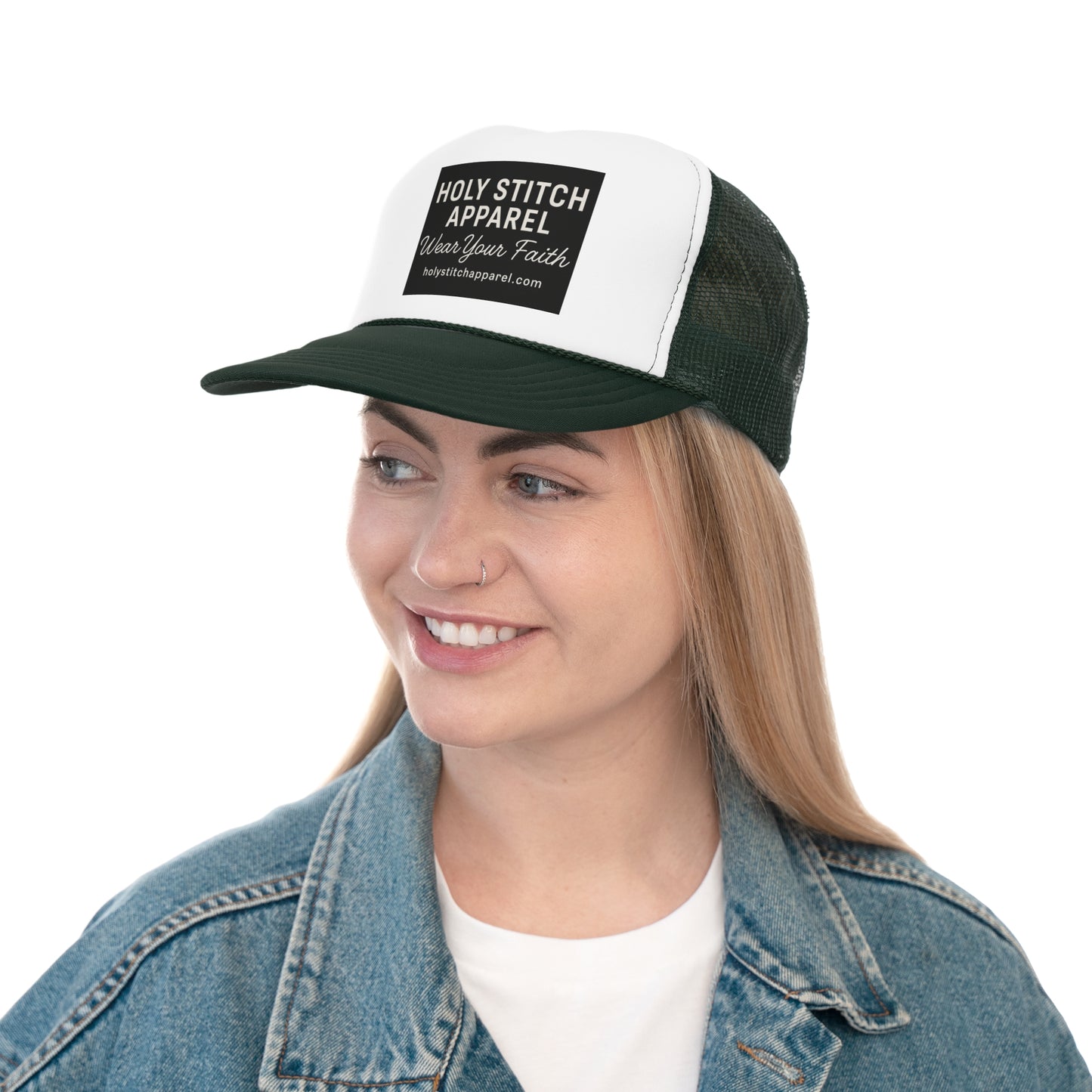 Holy Stitch Trucker Cap - Wear Your Faith, Adjustable Cap for Faith Lovers, Stylish Religious Cap, Gift for Church Events, Christian Apparel