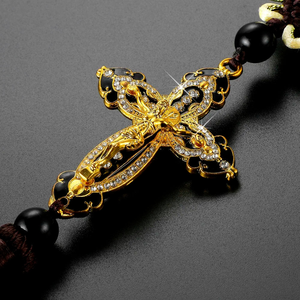 Jesus Figurine Cross Car Pendants Auto Decoration Hanging Automobiles Rear View Mirror Christian Suspension Decor Accessories