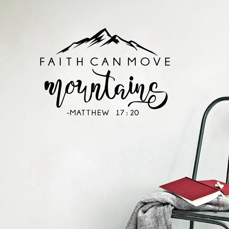 Faith Can Move Mountains Bible Verse Quote Decals Matthew 17:20 Vinyl Wall Sticker Christian Wall Decor for Home Car Laptop