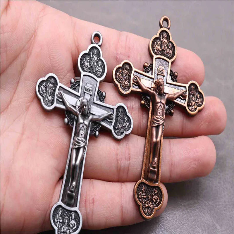 20 pieces / religious Christian religion big cross medal, large alloy Christian cross medal, religious cross finished