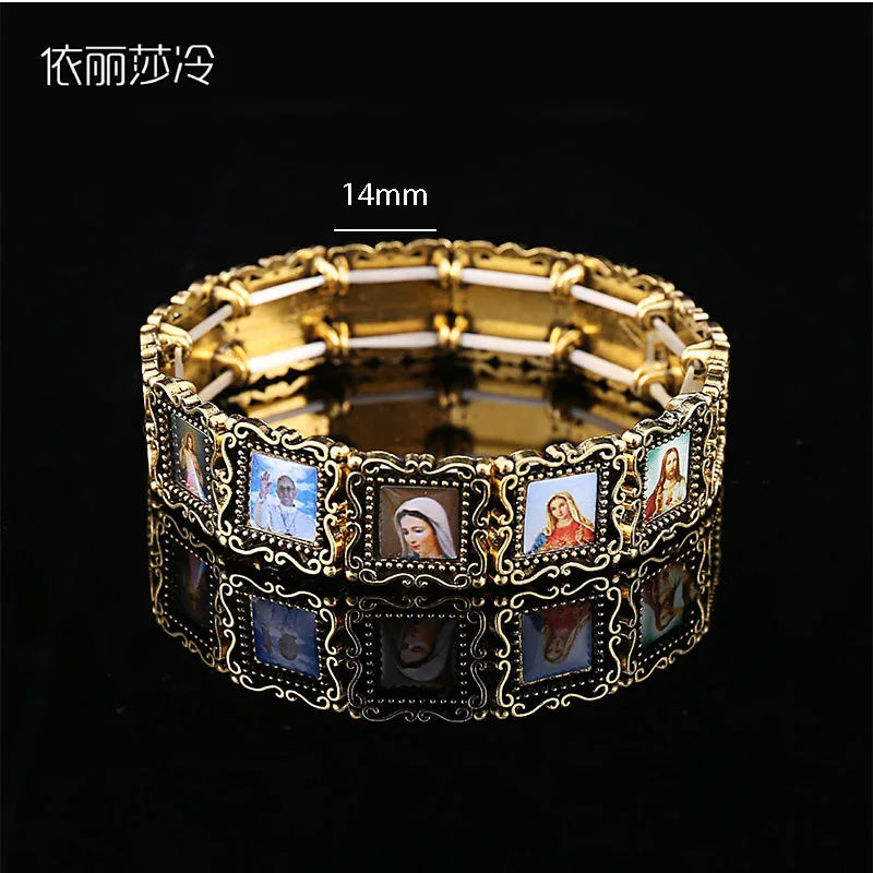 Jesus Cross Beaded Bracelet, Jesus Christian Cross Bracelet, Christ Core Beaded Alloy Bracelet. Random picture