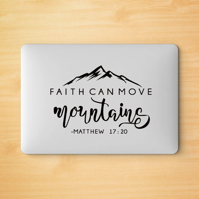Faith Can Move Mountains Bible Verse Quote Decals Matthew 17:20 Vinyl Wall Sticker Christian Wall Decor for Home Car Laptop