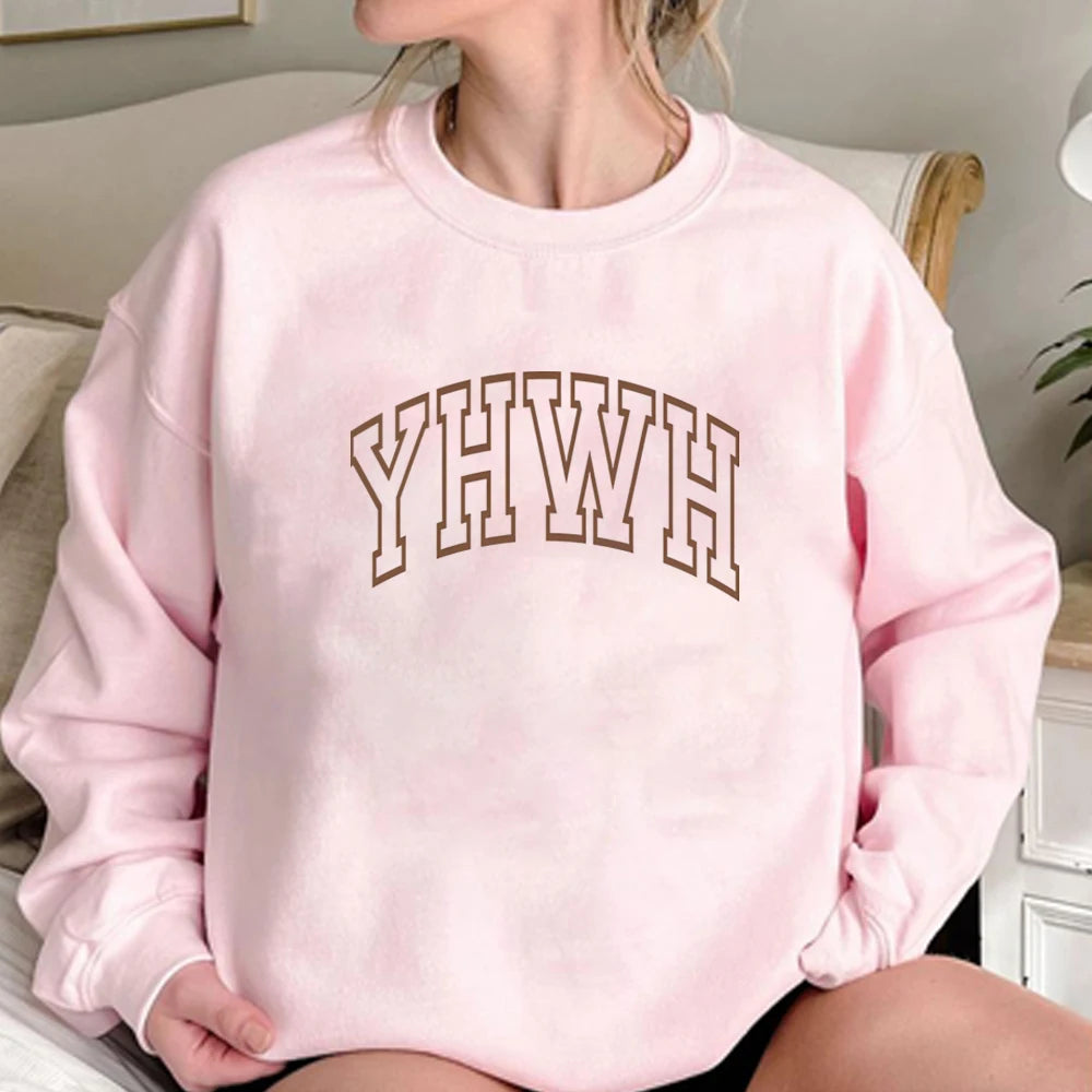 Aesthetic Christian Shirt Varsity YHWH Sweatshirt Jesus Shirts Church Tee Christian Gift Unisex Trendy Long Sleeves Tops