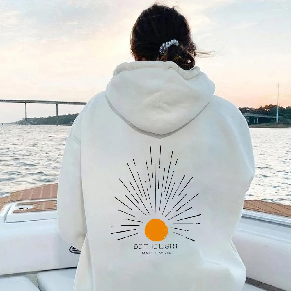 Aesthetic Christian Hoodie Be The Light Sunset Hoodie Christian Streetwear Bible Verse Sweatshirt Christian Merch Jesus Hoodies