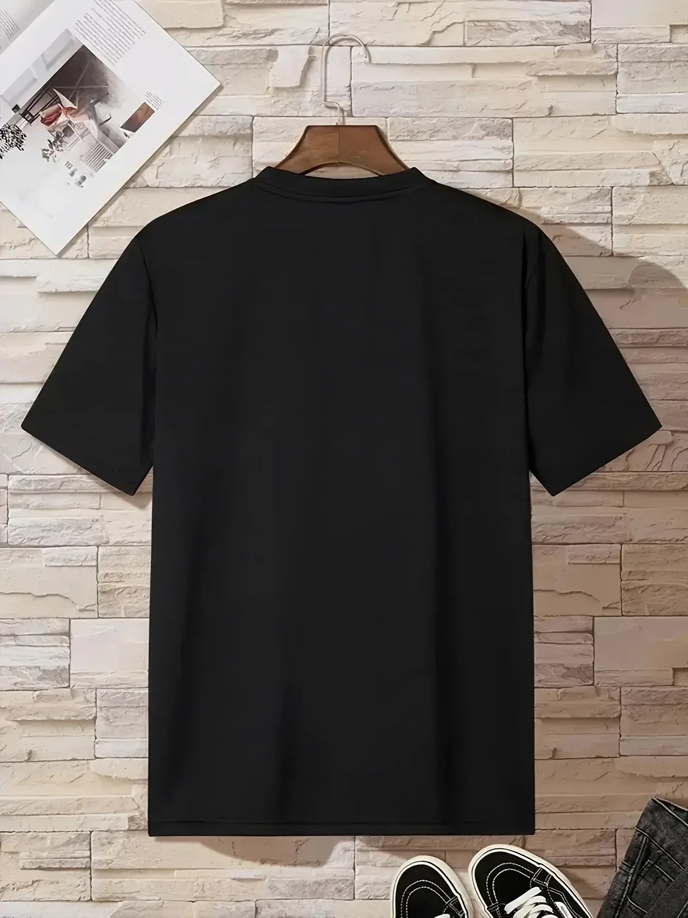 Faith & Cross Print Crew Neck Graphic T-shirt, Solid Short Sleeve Fashion Loose Tee, Women's Tops
