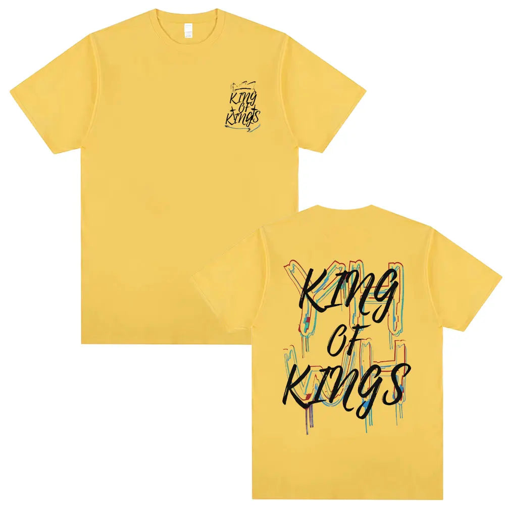 Christian Religious Jesus King of Kings Double Sided Print T-shirt Male Casual Oversized T Shirts Men Women Fashion Streetwear