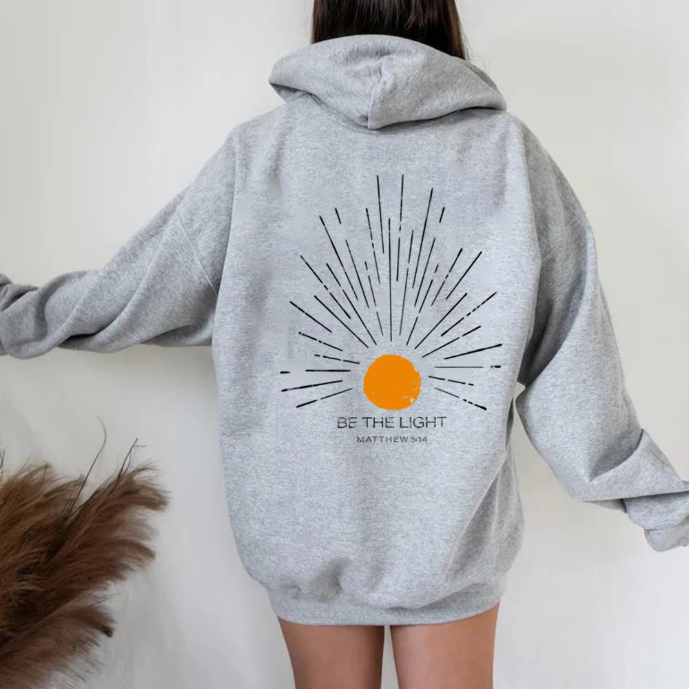 Aesthetic Christian Hoodie Be The Light Sunset Hoodie Christian Streetwear Bible Verse Sweatshirt Christian Merch Jesus Hoodies