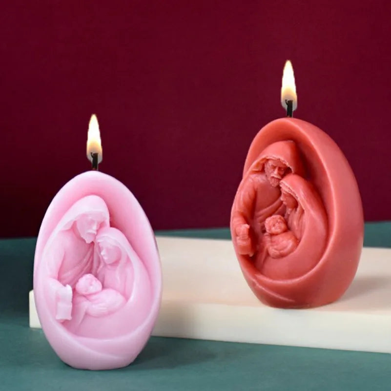 Jesus Family Silicone Candle mold 3D Jesus statue Plaster resin crafts Casting mold Handmade soap cement art making tools