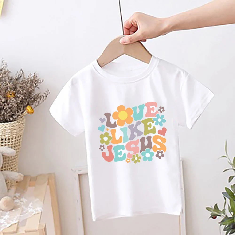 Child of God Printed T-shirt for Girsl Summer Outfit Tops Kids Casual T Shirt Children Short Sleeve Clothes Toddler Tshirts Tee