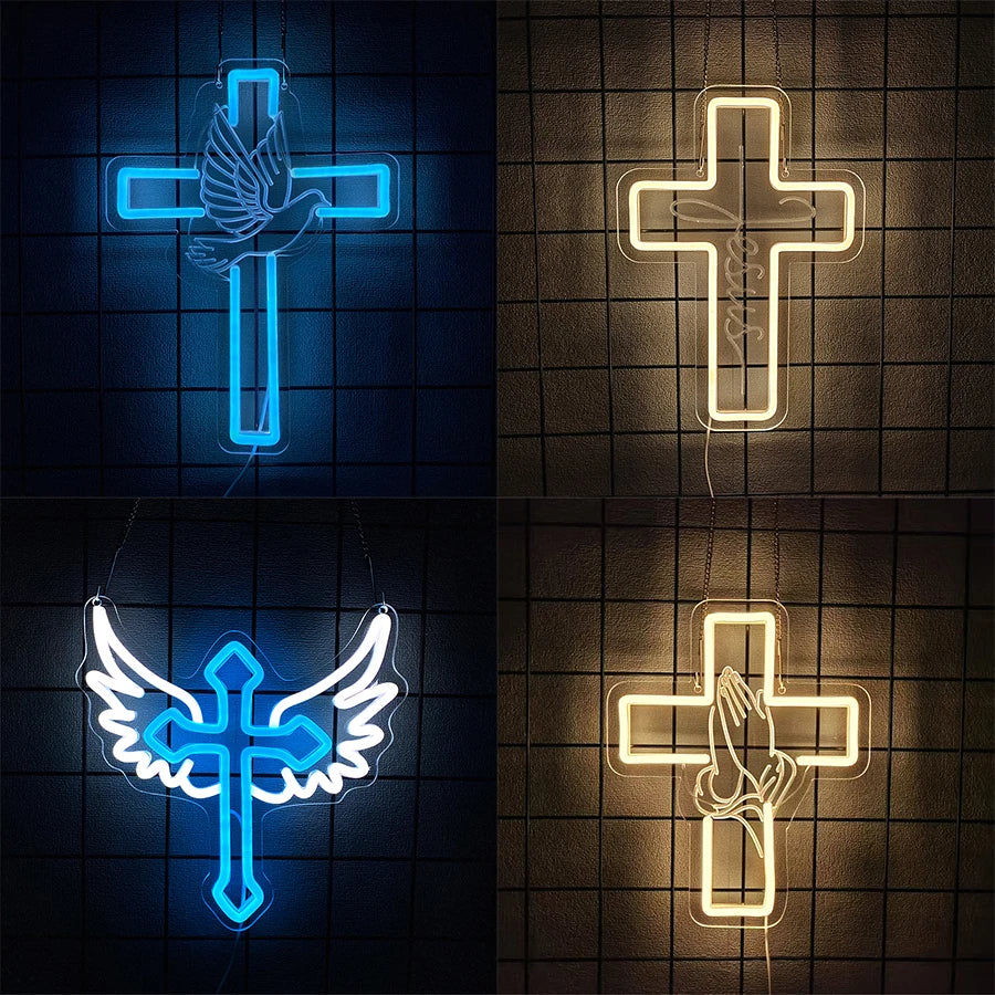Cross Series Neon Sign For Wall Decor,Led Neon Light For Bedroom, Christian Decor, Religious Room, Easter,Church Decoration