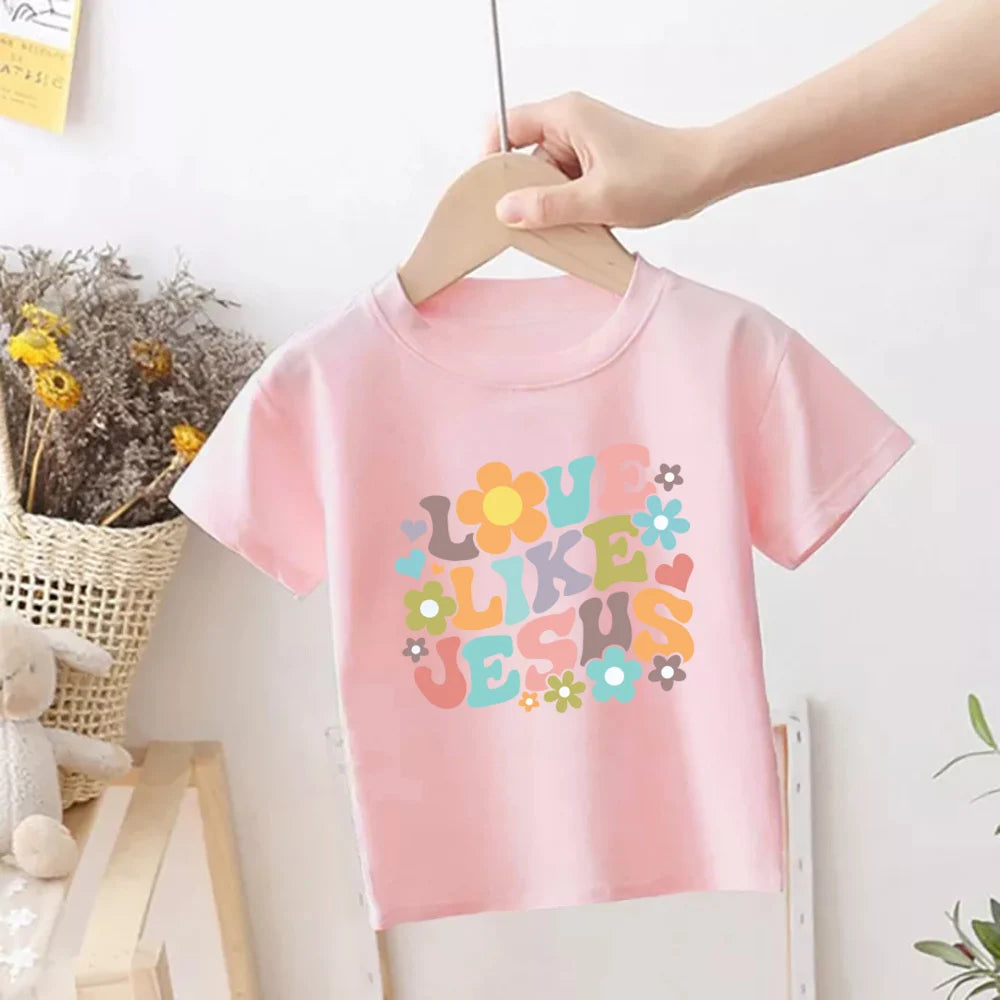 Child of God Printed T-shirt for Girsl Summer Outfit Tops Kids Casual T Shirt Children Short Sleeve Clothes Toddler Tshirts Tee