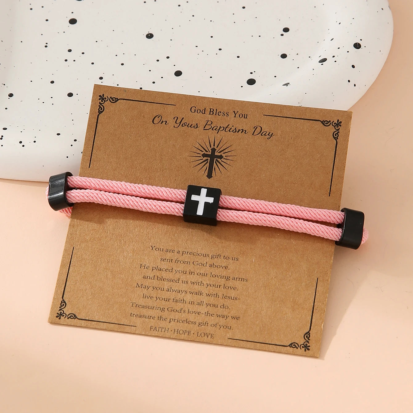Braided Cross Bracelet for Men Women Christian Adjustable Rope Jesus Bracelets with Metal Knot Christian Baptism Gifts