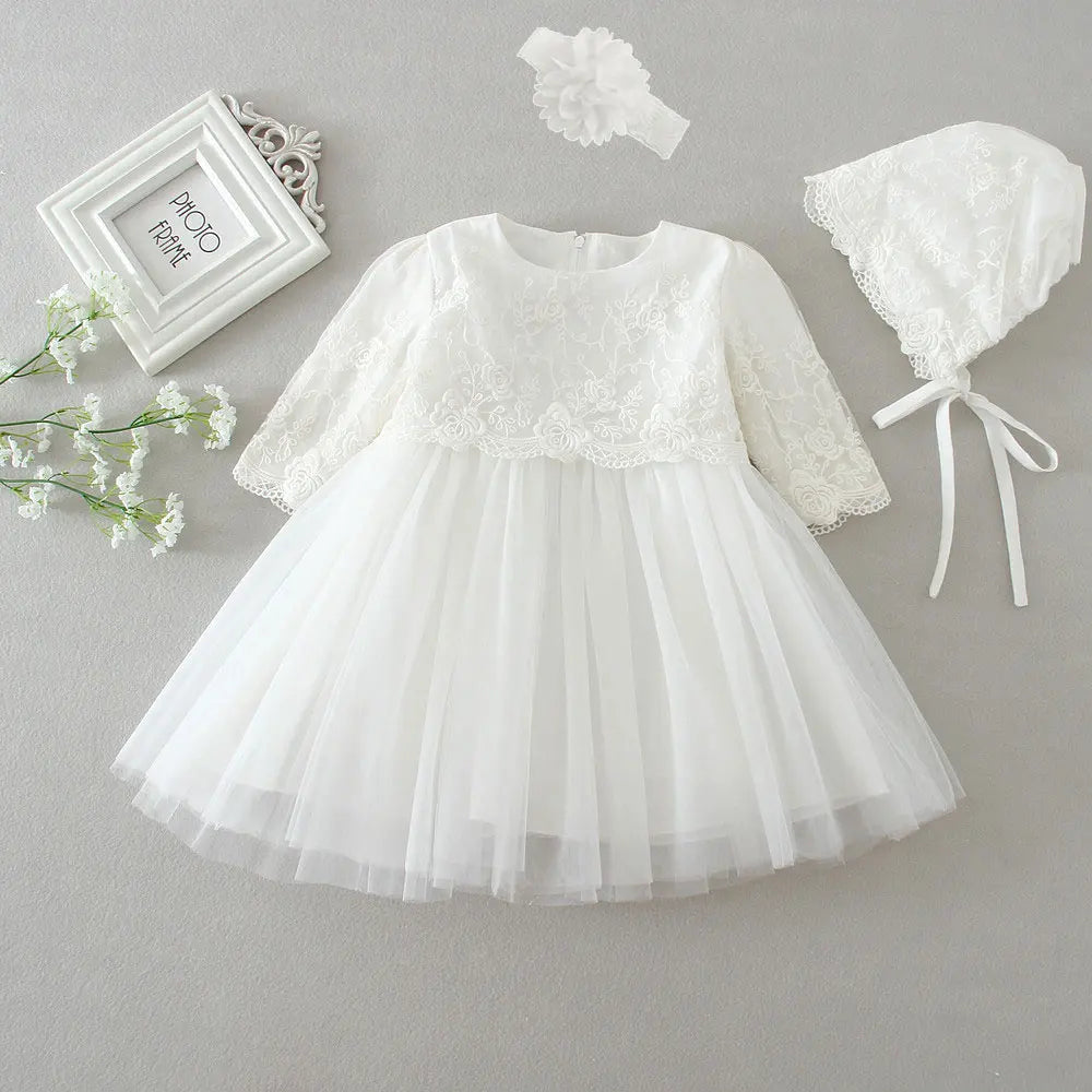 Hetiso Beige Baptism Infant Baby Girl Dresses Kids Party Dress Christening Dresses Newborn First Birthday Outfits Size 3-24 mont