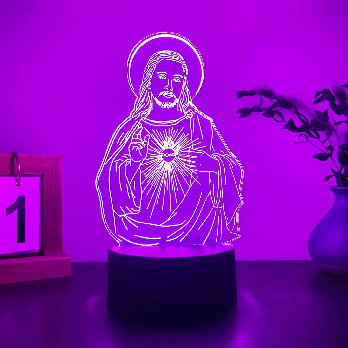 Jesus 3D visual desk lamp, church souvenir, religious art decoration ornament, night light