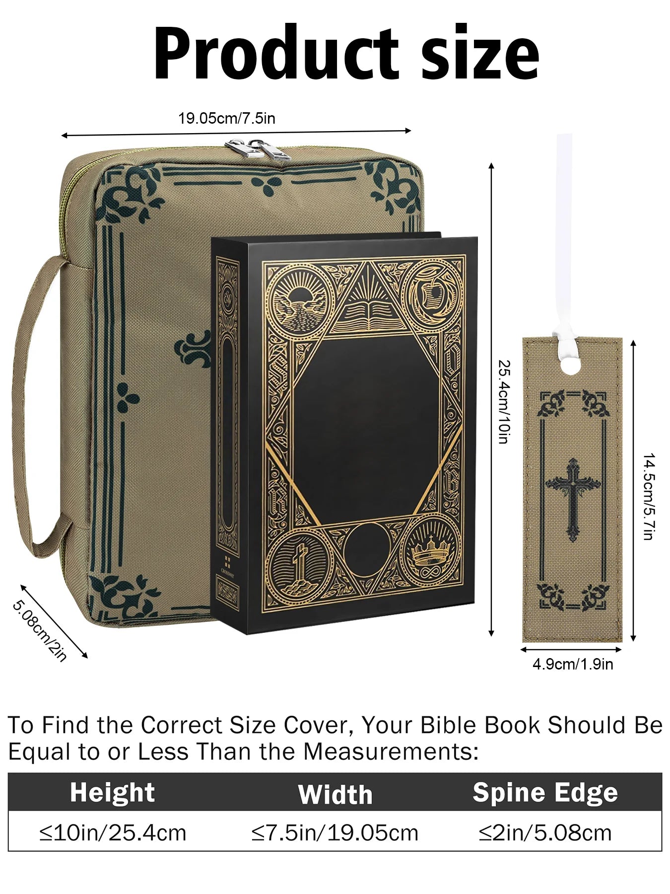 Cross Bible Bags for Women Organizer, Bible Covers Large Size Bible Holder Bag Zippered Bible Case with Handle Zippered Pockets