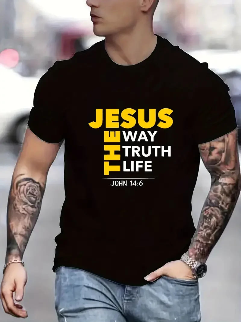 Jesus Print T Shirt,Tees For Men,Casual Short Sleeve T-shirt For Summer Casual for All-Season Comfort & Easy Care