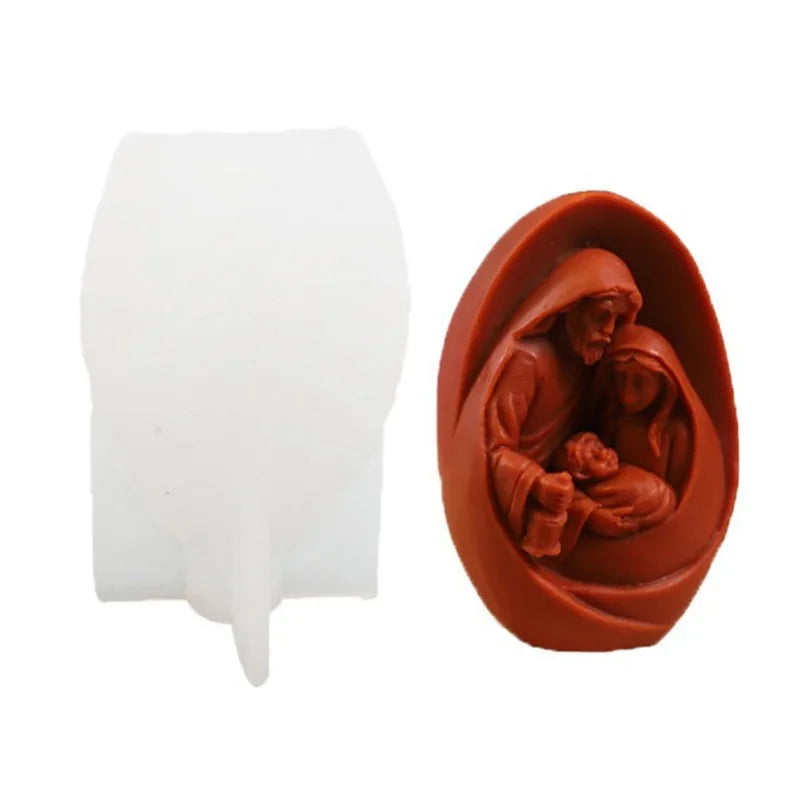 Jesus Family Silicone Candle mold 3D Jesus statue Plaster resin crafts Casting mold Handmade soap cement art making tools