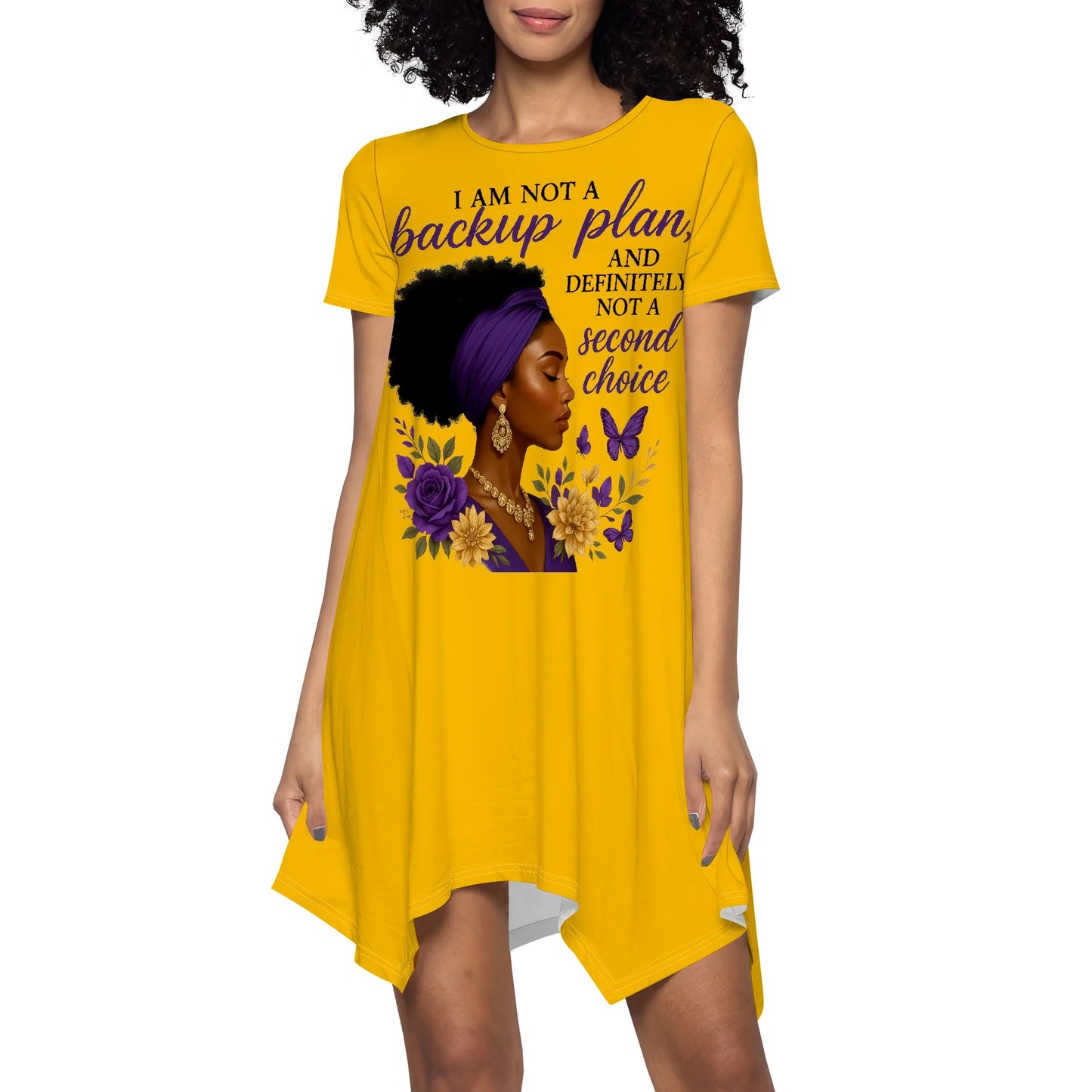 Faith Graphic Dress S-3XL Asymmetrical Hem Short Sleeve Loose Style for Easter, Church Service or Spiritual Empowerment Look