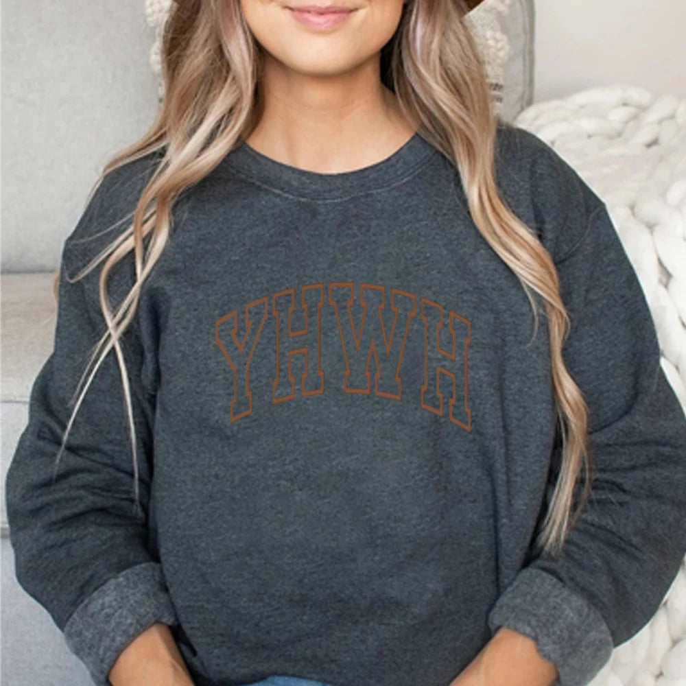 Aesthetic Christian Shirt Varsity YHWH Sweatshirt Jesus Shirts Church Tee Christian Gift Unisex Trendy Long Sleeves Tops