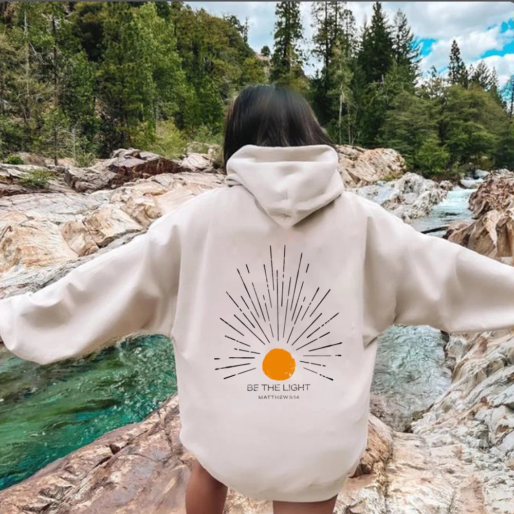 Aesthetic Christian Hoodie Be The Light Sunset Hoodie Christian Streetwear Bible Verse Sweatshirt Christian Merch Jesus Hoodies