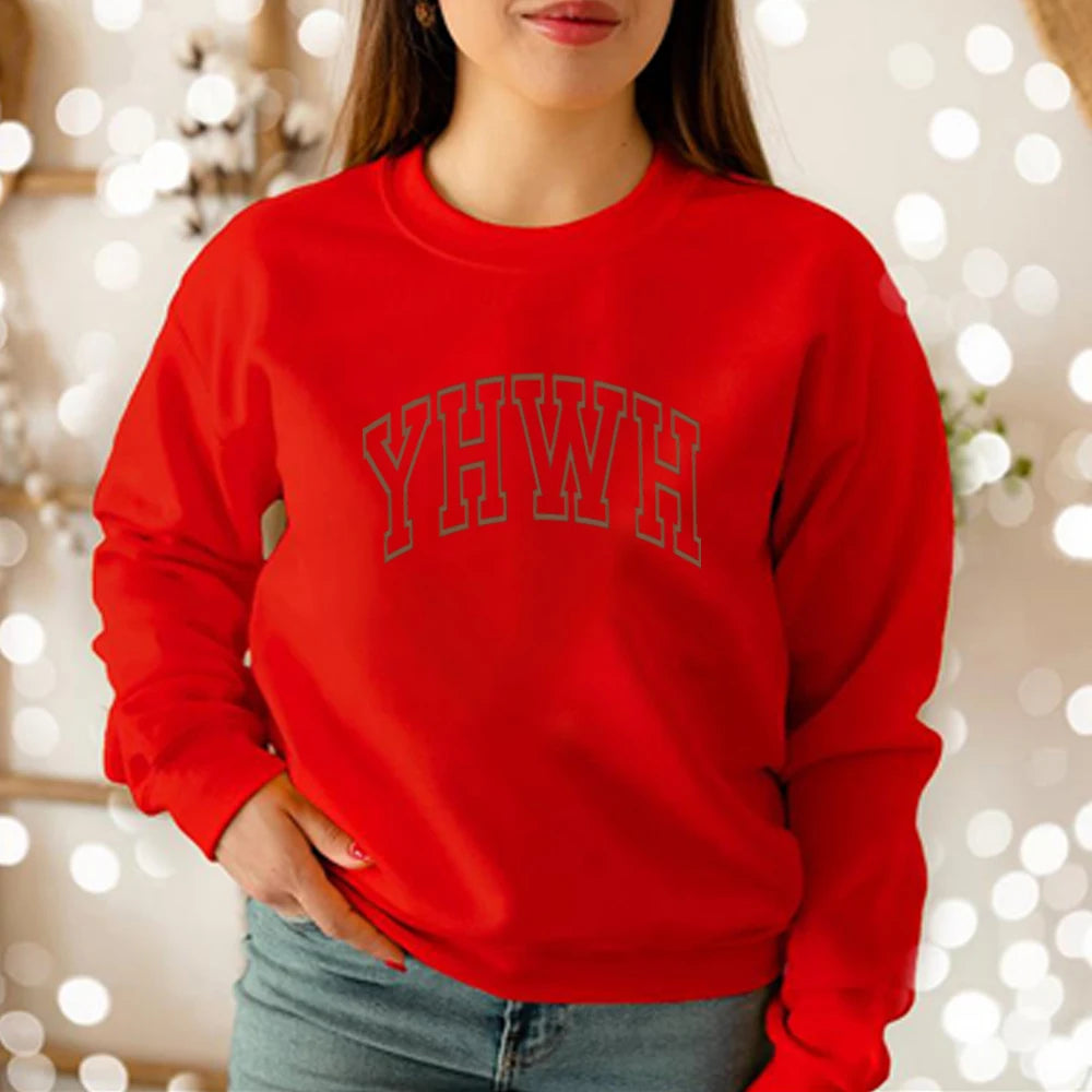 Aesthetic Christian Shirt Varsity YHWH Sweatshirt Jesus Shirts Church Tee Christian Gift Unisex Trendy Long Sleeves Tops