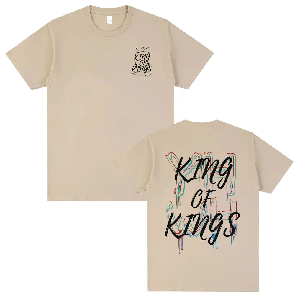 Christian Religious Jesus King of Kings Double Sided Print T-shirt Male Casual Oversized T Shirts Men Women Fashion Streetwear