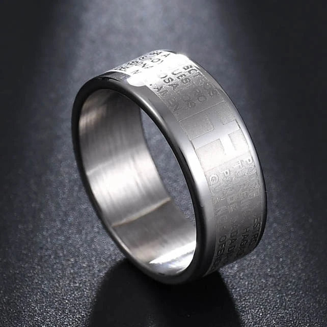 MeMolissa Religious Christian Midi Ring Stainless Steel Jesus Cross Ring GOD SAVE US Amulet Ring for Men 8MM