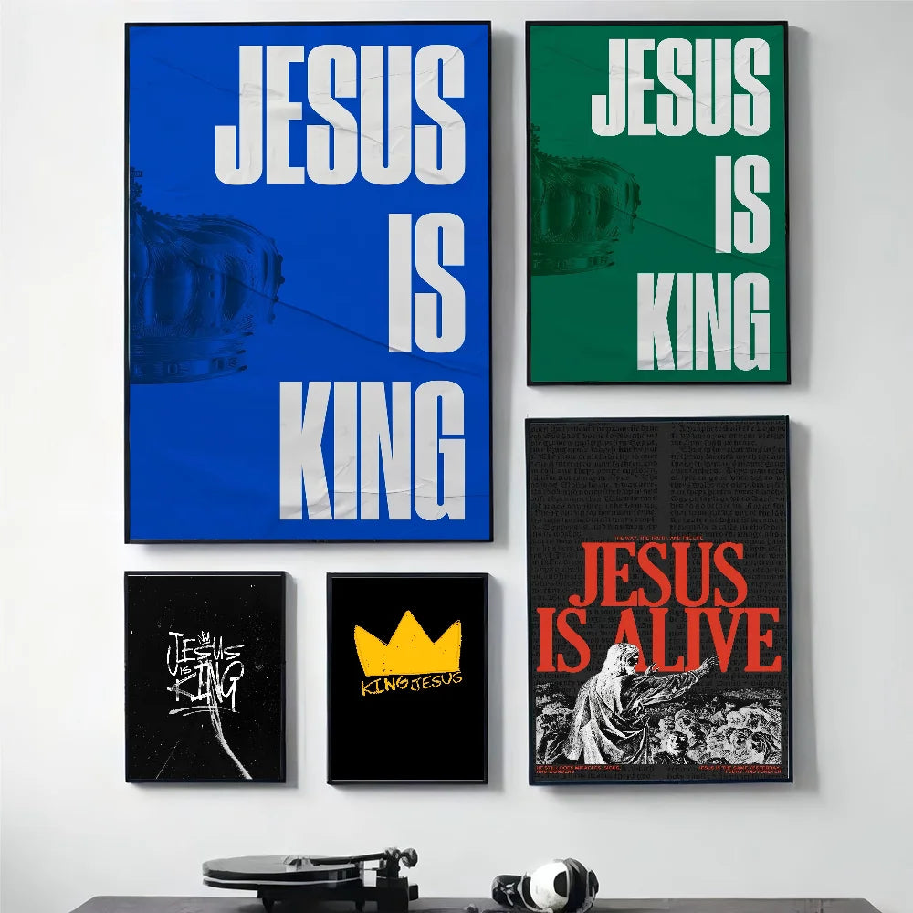 1pc Jesus Is King Jesus Is Alive Poster HD Posters Home Room Bar Cafe Decor Art Wall Painting Picture