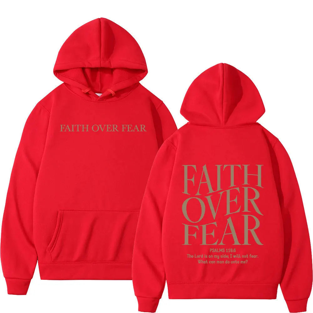 Faith Over Fear Christian Hoodies Jesus Bible Verse Men Women Fashion Harajuku Oversized Sweatshirts Autumn Winter Fleece Hoodie