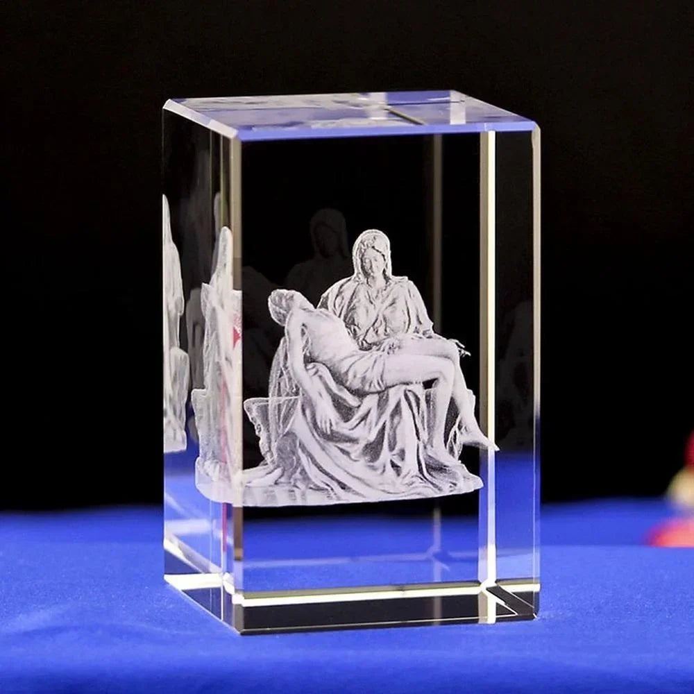 6 Kinds Christian Catholic Jesus Portrait Crystal Ornaments Creative 3D Carved Cross Home Decoration Accessories Modern Decor
