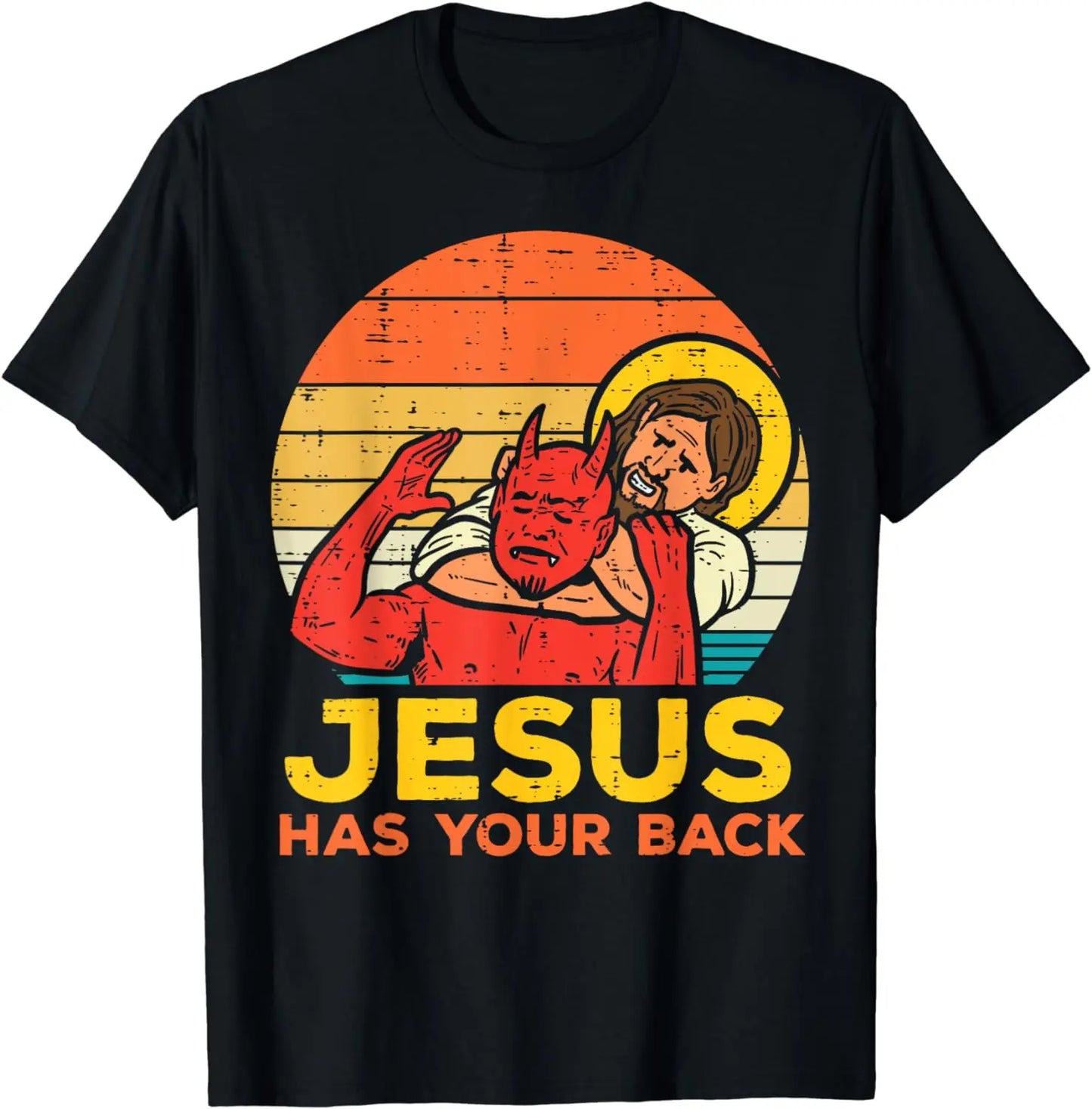 Jesus Has Your Back Jiu Jitsu Retro Christian Men Women Kids T-Shirt Cotton Short Sleeve Lightweight Men Clothing