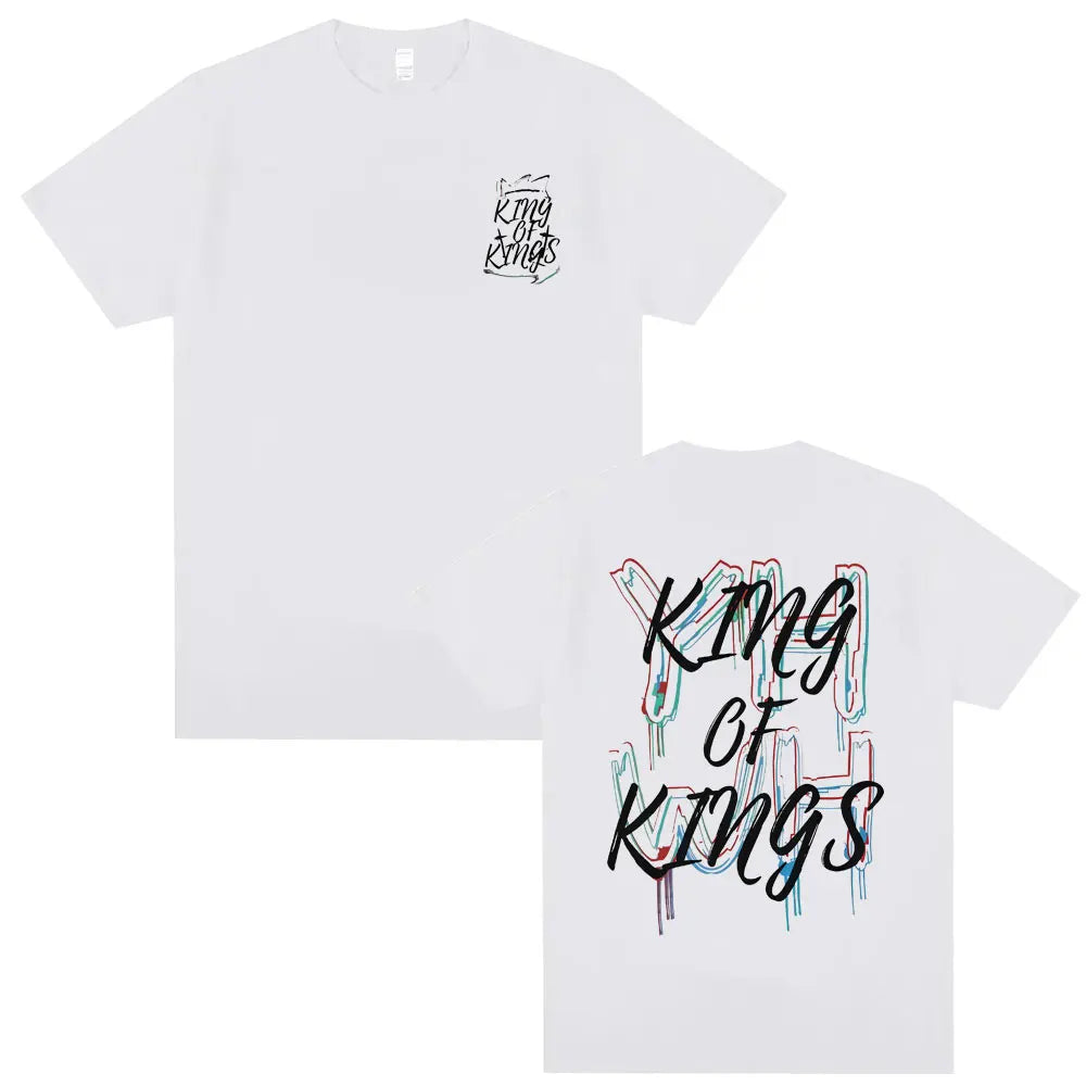 Christian Religious Jesus King of Kings Double Sided Print T-shirt Male Casual Oversized T Shirts Men Women Fashion Streetwear