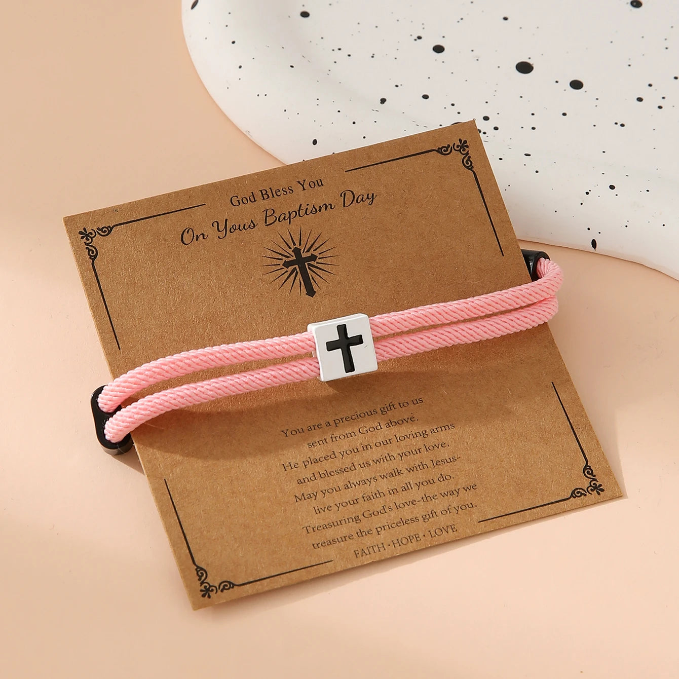 Braided Cross Bracelet for Men Women Christian Adjustable Rope Jesus Bracelets with Metal Knot Christian Baptism Gifts