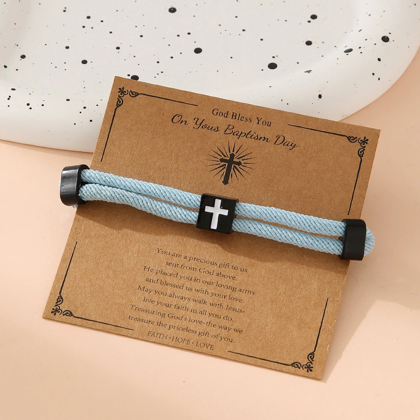 Braided Cross Bracelet for Men Women Christian Adjustable Rope Jesus Bracelets with Metal Knot Christian Baptism Gifts