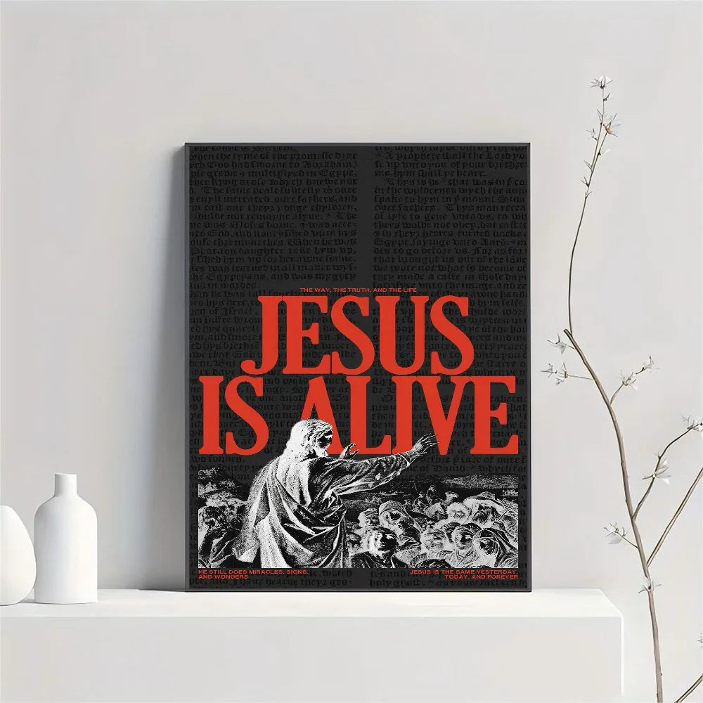 1pc Jesus Is King Jesus Is Alive Poster HD Posters Home Room Bar Cafe Decor Art Wall Painting Picture