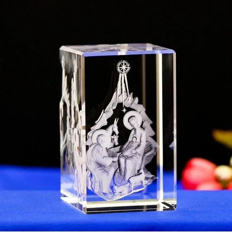 6 Kinds Christian Catholic Jesus Portrait Crystal Ornaments Creative 3D Carved Cross Home Decoration Accessories Modern Decor