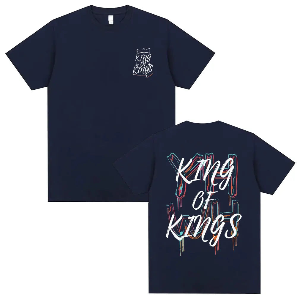 Christian Religious Jesus King of Kings Double Sided Print T-shirt Male Casual Oversized T Shirts Men Women Fashion Streetwear