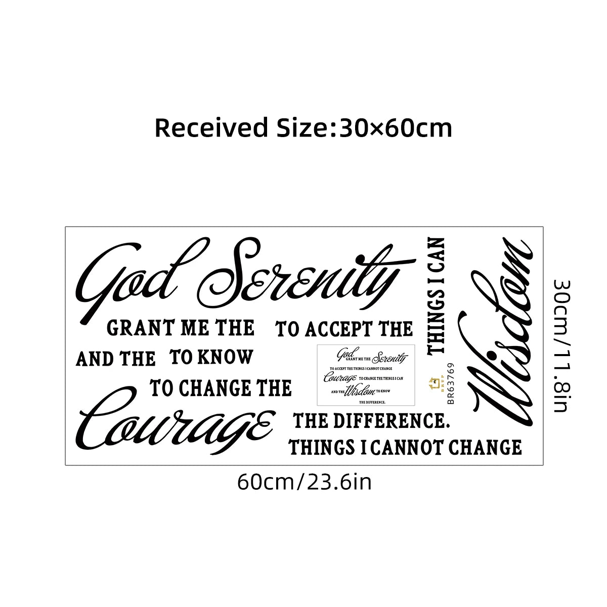 1pc English"God Grant Me The Serenity "Art Text Wall Stickers for Bedroom Children's Room Decor Living Room Decoration Wall Art
