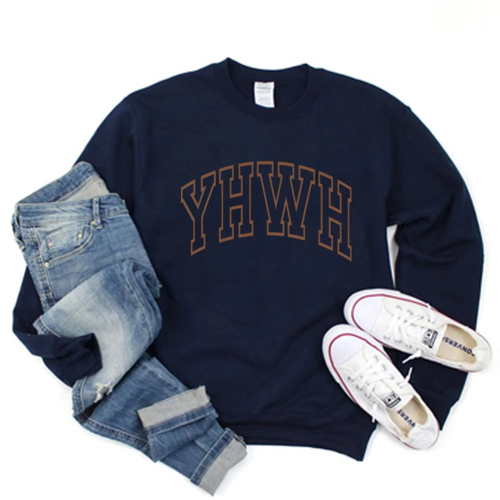 Aesthetic Christian Shirt Varsity YHWH Sweatshirt Jesus Shirts Church Tee Christian Gift Unisex Trendy Long Sleeves Tops
