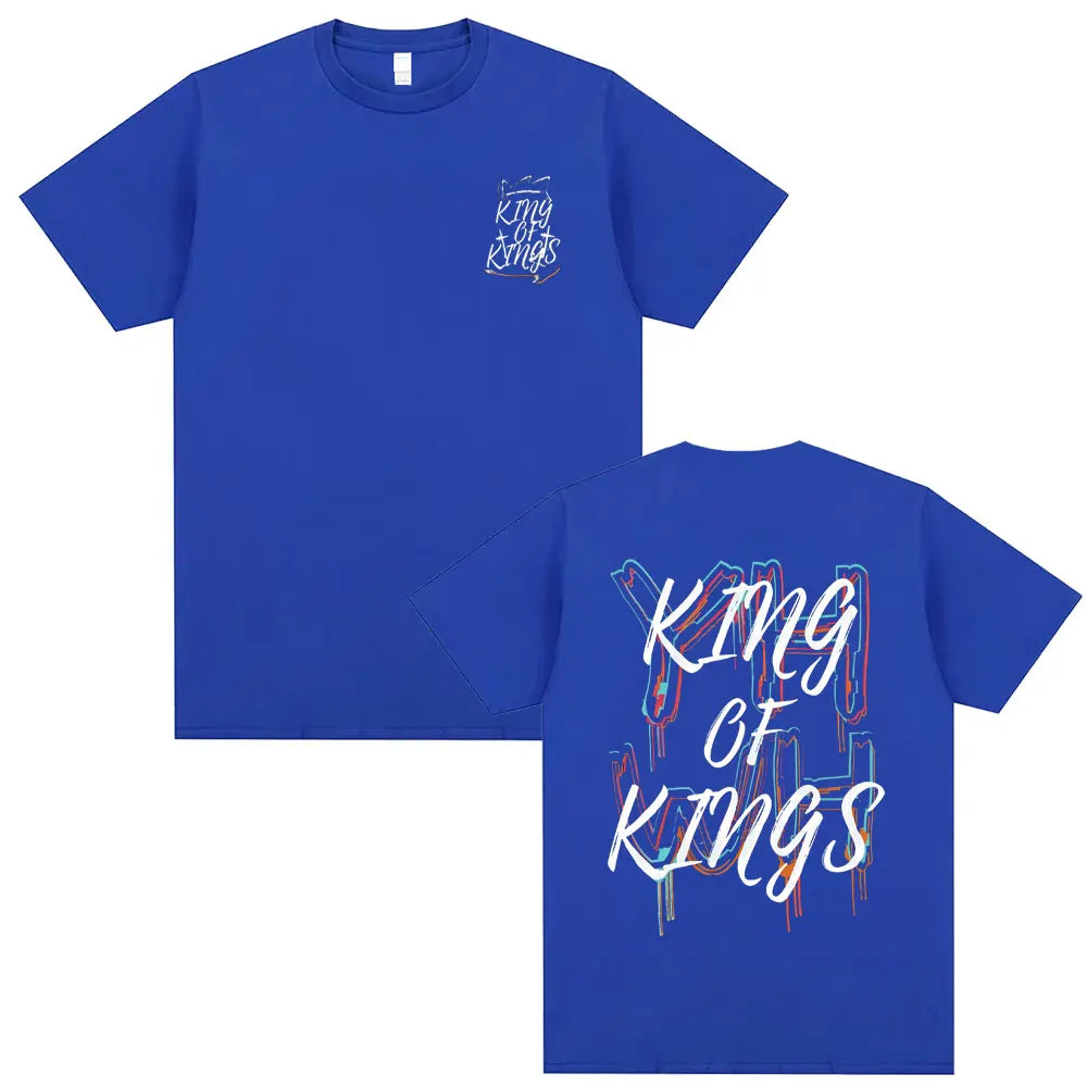 Christian Religious Jesus King of Kings Double Sided Print T-shirt Male Casual Oversized T Shirts Men Women Fashion Streetwear