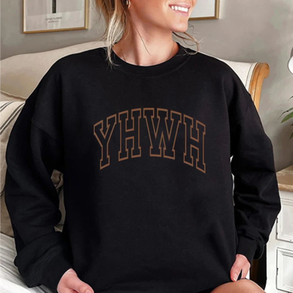 Aesthetic Christian Shirt Varsity YHWH Sweatshirt Jesus Shirts Church Tee Christian Gift Unisex Trendy Long Sleeves Tops