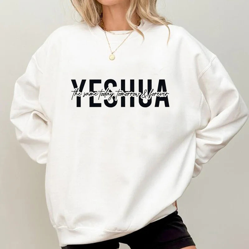 Yeshua Christian Sweatshirt Women Pullover Religious Bible Verse Clothing Harajuku Faith Jesus Church Pullover Hoodies Coat