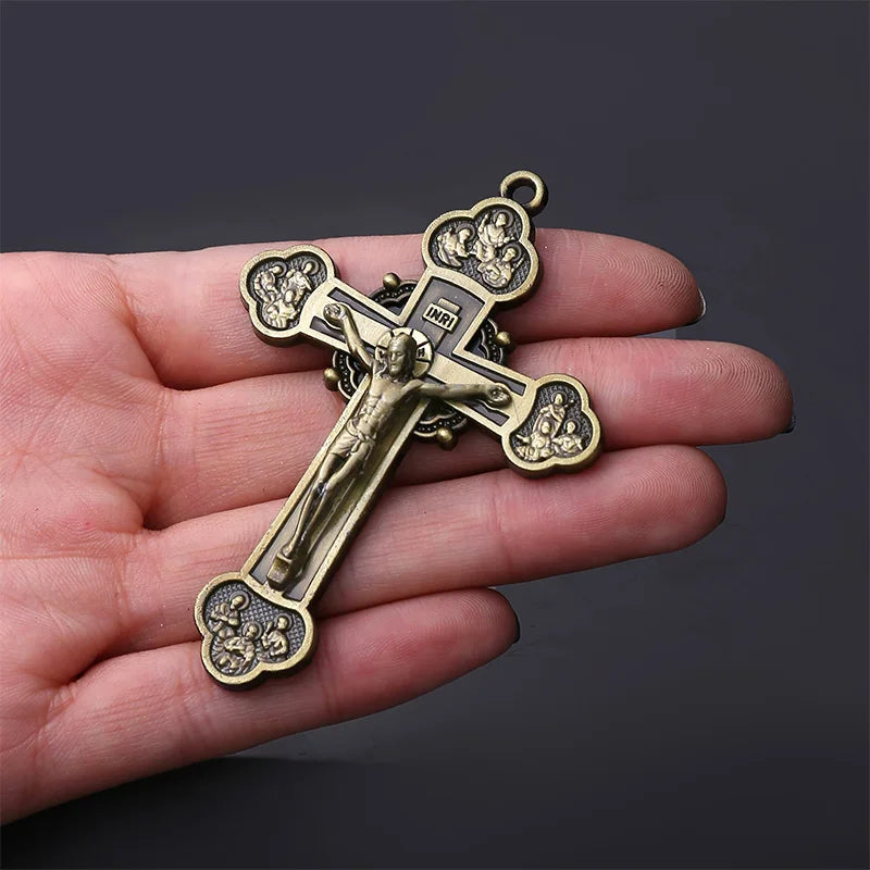 20 pieces / religious Christian religion big cross medal, large alloy Christian cross medal, religious cross finished