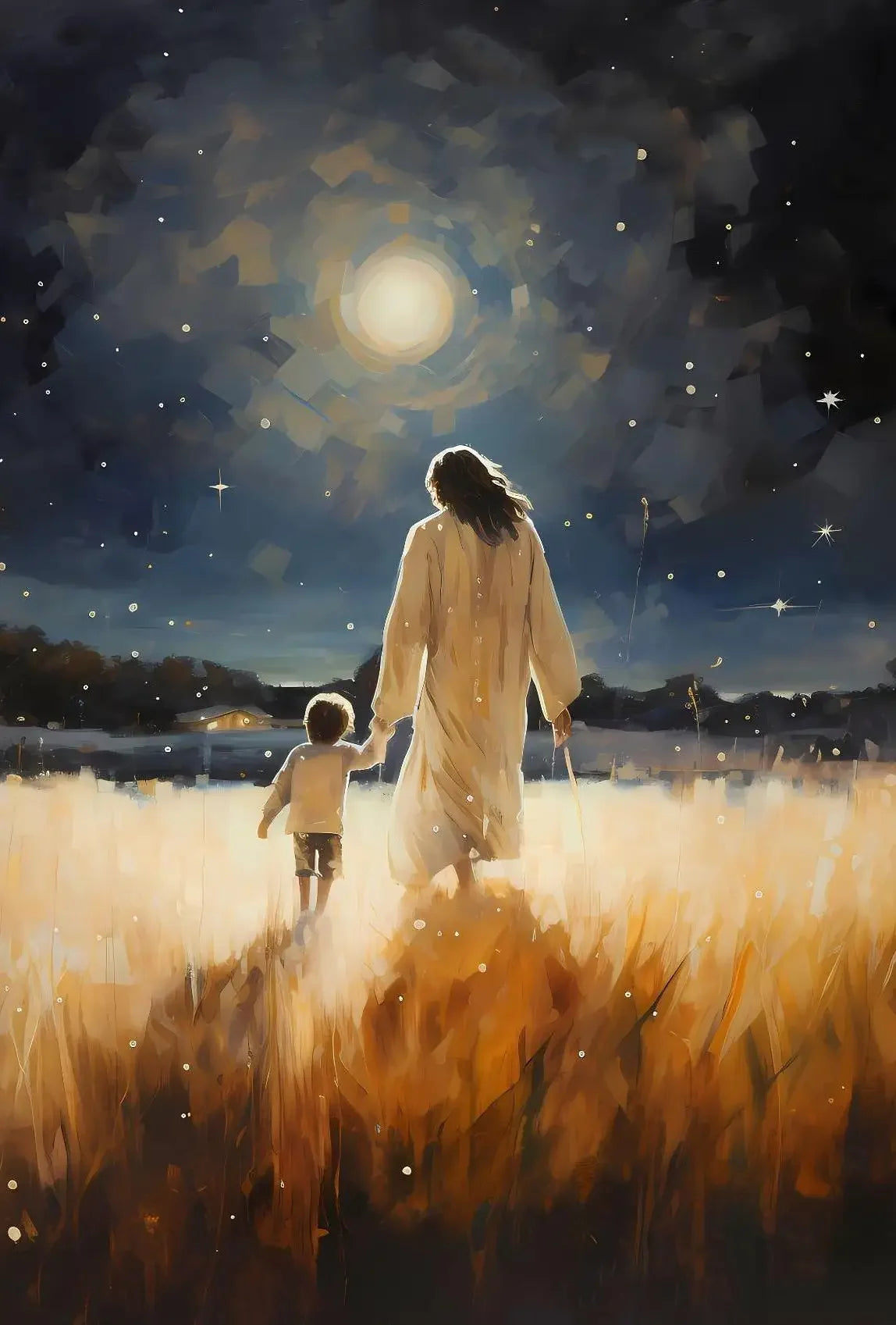 Jesus Christ Walking on Water Hand of God Jesus Portrait Classic Retro Poster Canvas Paintings Wall Art Pictures Home Decor