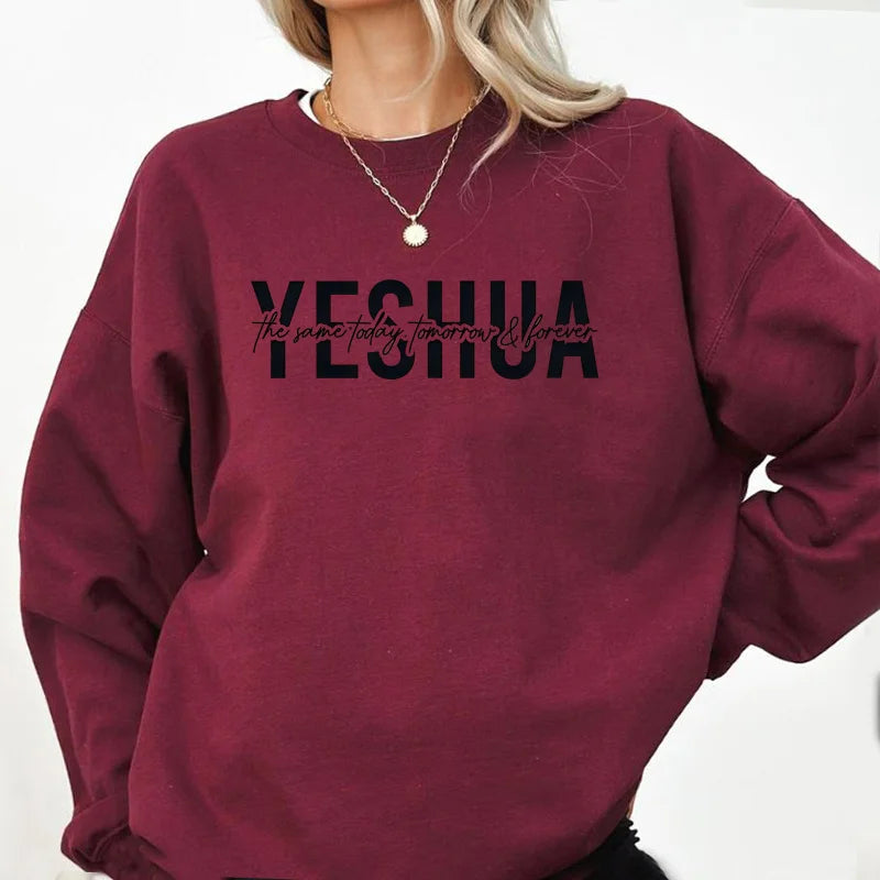 Yeshua Christian Sweatshirt Women Pullover Religious Bible Verse Clothing Harajuku Faith Jesus Church Pullover Hoodies Coat
