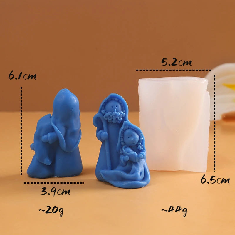 Jesus Family Silicone Candle mold 3D Jesus statue Plaster resin crafts Casting mold Handmade soap cement art making tools