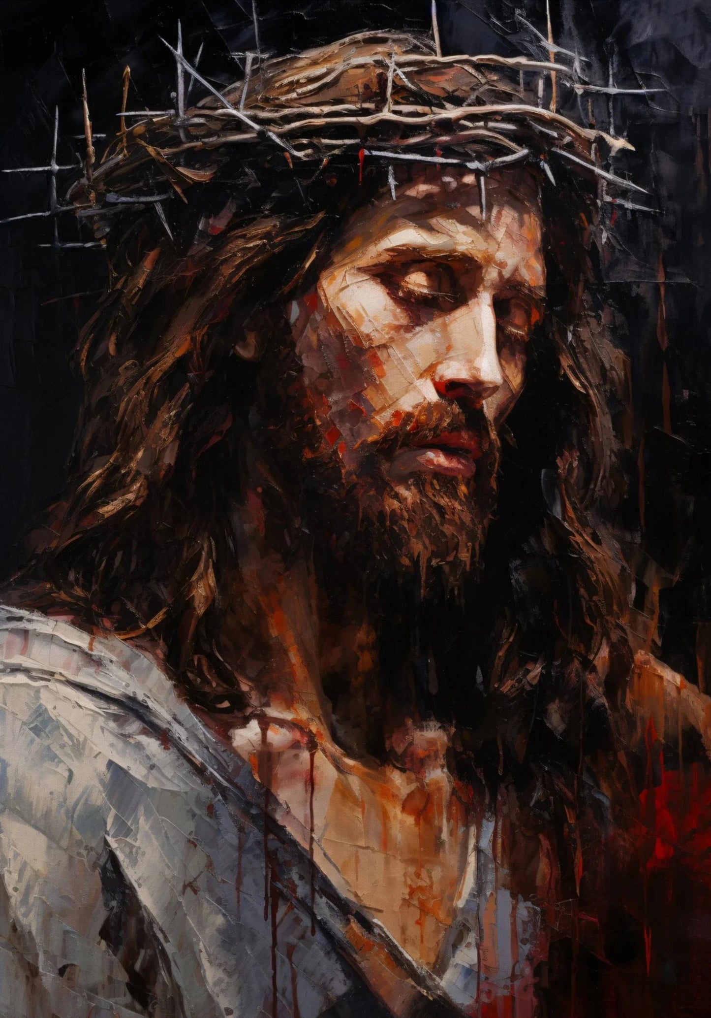 Jesus Christ Walking on Water Hand of God Jesus Portrait Classic Retro Poster Canvas Paintings Wall Art Pictures Home Decor