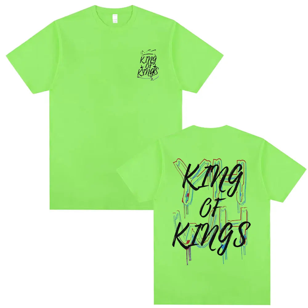 Christian Religious Jesus King of Kings Double Sided Print T-shirt Male Casual Oversized T Shirts Men Women Fashion Streetwear
