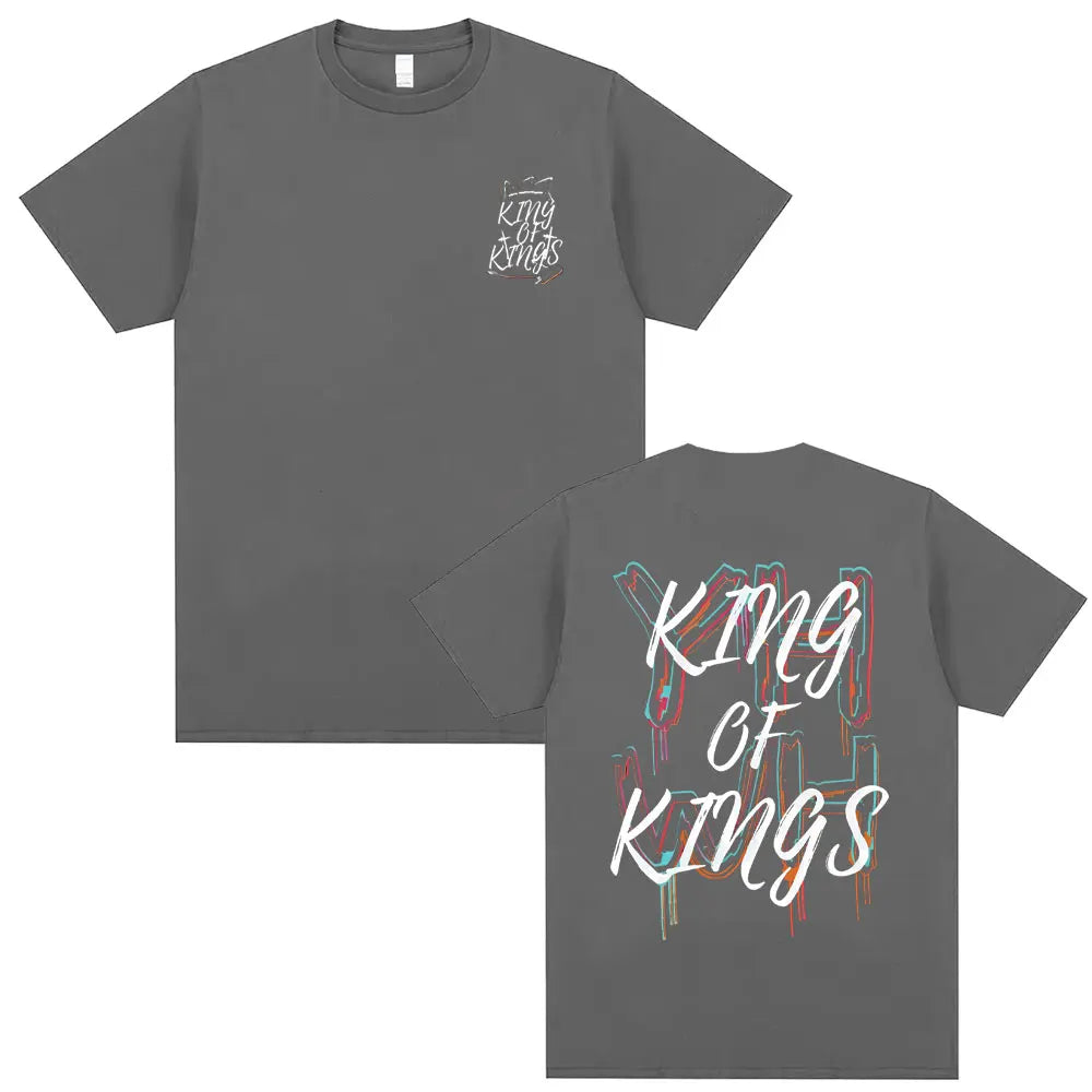 Christian Religious Jesus King of Kings Double Sided Print T-shirt Male Casual Oversized T Shirts Men Women Fashion Streetwear